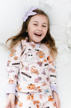 If cute ghosts and not-so-spooky Halloween prints are your thing, we have created the perfect pajamas for your girly girl. Made from stretchy, lightweight, buttery soft 100% Polyester fabric The print will not fade Snug fit for safety Completely CPSC Safety compliant See the matching Pillowcase that doubles as a trick or treat bag too!! Orange Long Sleeve Sleepwear, Long Sleeve Orange Sleepwear, Orange Long Sleeve Sleepwear For Sleepover, Orange Long Sleeve Sleepwear For Pajama Party, Cute Halloween Onesie For Loungewear, Cute Orange Sleepwear For Loungewear, Cute Fall Sleepwear For Pajama Party, Cute Sleepwear For Pajama Party In Fall, Cute Sleepwear For Sleepover In Fall