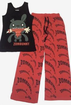 Emo Pjs, Cosmic Clothing, Thrift Finds Clothes, Red Pjs, Fun Ghoul, Kobra Kid, Party Poison, Zombie Bunny, Pajamas Party