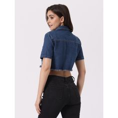 This cropped jean jacket is the perfect addition to your wardrobe! Made of soft and breathable denim material, this versatile piece is perfect for updating your seasonal wardrobe. The frayed hem and distressed details on this cowboy jacket add a unique Western vibe to the overall design, giving you a vintage and stylish look. The regular fit and cropped length make it perfect for many occasions, such as casual outings, weekend gatherings, office, school, shopping, streetwear, outdoor activities, Cowboy Jacket, Cropped Jean Jacket, Seasonal Wardrobe, Crop Jean Jacket, Denim Material, School Shopping, Womens Clothing Sizes, Office School, Women's Casual