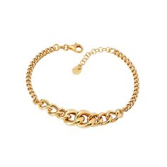 Stay on trend with this Italian graduated curb chain bracelet, this piece stacks nicely or is a great standalone piece. - Gold Plated Sterling Silver - Bracelet adjustable from 7-8" total Trendy Metal Cuban Link Bracelet With Chunky Chain, Trendy Cuban Link Bracelet With Chunky Chain, Modern Metal Cuban Link Bracelet With Adjustable Chain, Adjustable Cuban Link Chain Bracelet, Adjustable Trendy Cuban Link Bracelet For Everyday, Trendy Metal Chain Bracelet With Curb Chain, Modern Cuban Link Bracelet With Adjustable Chain, Trendy Metal Curb Chain Bracelet, Adjustable Trendy Chain Bracelet Tarnish Resistant