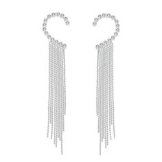 PRICES MAY VARY. Crystal climbers tassels earring size is 8.19*1.50inch,weight:44.0g/pair. This is a ear cuff wrap earrings for women for your ear. The unique shape adds a sense of fashion and simplicity to the earrings. silver plating long rhinestones tassel climber earring will keep on your ear and won't fall off. Features & benefits: long, opulent ear crawler earring, adorned with crystal zircon rhinestones. the impressive design.These ear wrap earrings in silver are suitable for everyday wea Ear Wrap Earrings, Ear Crawler, Ear Crawler Earrings, Clip Earring, Crawlers Earrings, Wrap Earrings, Climber Earrings, Buy Crystals, Tassel Jewelry