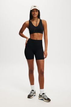 SEAMLESS RIB BIKE SHORT Black Seamless Activewear With Built-in Shorts, Black Activewear With Built-in Shorts For Cycling, Black Compression Biker Shorts Sportswear, Compression Black Shorts For Cycling, Black Compression Shorts For Cycling, High Stretch Black Activewear Mid-thigh Length, Stretch Black Cycling Shorts, Black Stretch Cycling Shorts, High Stretch Black Biker Shorts For Training