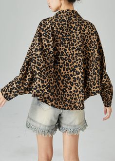 Plus Size Khaki Oversized Leopard Print Cotton Coat Batwing SleeveFabric: Cotton BlendedSize & Fit: Fit: This garment fits true to size.Length: Size 2XL measures 24.18"from shoulder to hemBust: Great for any cup size. Waist: Loose Fit. Comfortable room throughout midsection.Hip: Loose Fit - room for hips. Hand Wash Cold. Oversized Brown Collared Blouse, Oversized Collared Blouse For Winter, Casual Leopard Print Blouse, Casual Leopard Print Blouse For Fall, Oversized Collared Winter Blouse, Oversized Leopard Print Long Sleeve Outerwear, Oversized Leopard Print Top, Casual Oversized Blouse For Fall, Oversized Casual Fall Blouse