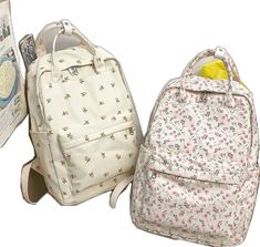 Kawaii Beige Bag For Students, Kawaii Beige Bags For Students, Trendy Cream Bag For Students, White Kawaii Backpack, Cute Beige Rectangular Backpack, Rectangular Cream Backpack For School, Cream Backpack For School, Cream Backpack For Back To School, Cute Beige Backpack Bag