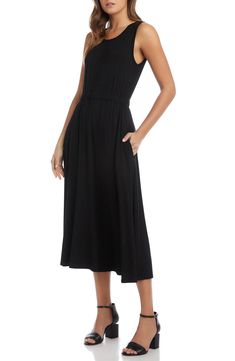 A versatile warm-weather midi in a swingy flared silhouette features a curve-enhancing cinched waist and handy pockets for stashing your keys or phone. Style Name:Karen Kane Artisan Jersey Midi Dress. Style Number: 6201927. Casual A-line Midi Dress With Pleated Waist, Black Midi Dress With Slip Pockets, Casual A-line Midi Dress With Gathered Waist, Casual Fit And Flare Midi Dress, Black Midi Dress With Pleated Waist For Spring, Black Midi Dress With Gathered Waist, Chic A-line Midi Dress With Side Pockets, Casual Midi Dress With Side Pockets, Casual Knee-length Midi Dress With Elastic Waistband