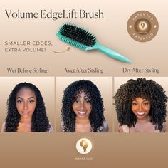 What It Does Introducing our NEW custom-made, patented Volume EdgeLift Brush. The distinctive lateral edges of the Volume EdgeLift Brush have smaller spaces between them, resulting in smaller curl clumps to add more volume. Crafted from bio-based materials and specifically designed to enhance your waves, curls, and coils, the "EdgeLift" design crafted by our founder, Merian, sets this brush apart. This innovative 5-in-1 brush creates smooth, separated, and volumized small curl clumps while the h Best Products For High Porosity Wavy Hair, Curl Product For Straight Hair, Colossal Curl Bounce Mascara, 4b Curly Hair Curl Pattern, Wave Enhancing Hair Products, Curl Defining Brush, Bounce Curl Brush, Curl Enhancing Products, 9 Ether