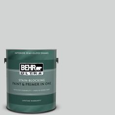 a blue paint can with the words behr premium plus ultra on it's side