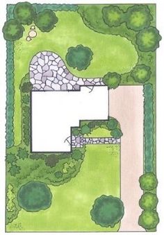 an aerial view of a garden design