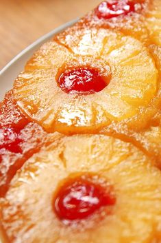 pineapple upside down cakes on a plate