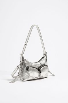 Slouch Bag, Slouch Bags, Mini Model, Silver Bags, Leather Pocket, Bag Silver, Color Plata, Metallic Logo, New New