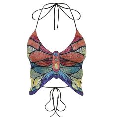 Sweat Women, Backless Halter Top, Y2k Butterfly, Crop Top With Jeans, Hipster Girls, Vest Crop Top, Denim Crop Top, Backless Crop Top, Butterfly Top