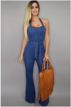 Chic Non-stretch High-waist Denim Jumpsuit, Chic Non-stretch Denim Overalls, Chic Denim Blue Wide Leg Jumpsuits And Rompers, Chic Denim Overalls, Womens Denim Jumpsuit, Denim Jumpsuits, Leotard Tops, Rompers Womens Jumpsuit, Bodycon Jumpsuit