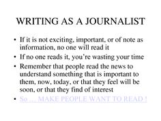 an article about writing as a journalist is shown in the bottom right corner of this page