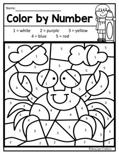 the color by number worksheet for children to learn numbers and colors with pictures