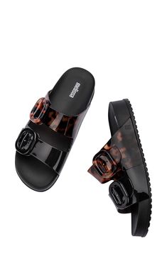 Melissa Cozy Buckle Slide Sandal in Clear/Black at Nordstrom, Size 7