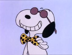 a cartoon character with sunglasses and a bow tie