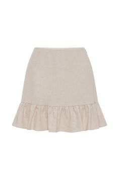 Summer necessity The DELFINA Linen Mini Skirt With Ruffle is a stylish and versatile piece that will elevate your summer wardrobe. With its high-waisted design, it effortlessly accentuates your waistline and creates a flattering silhouette. The elastic waist ensures a comfortable and secure fit, making it perfect for all-day wear. The A-line shape adds a touch of femininity and elegance, while the hem frill adds a playful and flirty detail. Designed to be unlined, this skirt is lightweight and breathable, making it ideal for warmer weather. Whether dressed up or down, the Delfina Linen Mini Skirt With Ruffle is a must-have for any fashion-forward individual looking to add a chic and trendy piece to their collection. Pair with the matching Delfina Linen Halter Top to complete the look. Linen Halter Top, Linen Mini Skirt, Summer Necessities, Resort Accessories, Capsule Wardrobe Basics, Maxi Dress Sale, Engagement Party Wedding, Beige Dresses, Wardrobe Basics