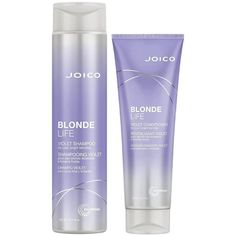 Enhance and maintain your cool, bright blonde hair with the Joico Blonde Life VIOLET Shampoo and Conditioner duo. This 10.1 oz shampoo and 8.5 oz conditioner set is specially formulated to neutralize unwanted brassiness and preserve the cool tones of your blonde locks. Infused with violet pigments and advanced conditioning agents, this duo ensures your blonde hair remains vibrant, luminous, and beautifully refreshed. Cool Bright Blonde, Joico Blonde Life, Violet Shampoo, Colour Touch Wella, Bright Blonde Hair, Grey Blonde Hair, Punky Color, Purple Shampoo And Conditioner, Wella Color Charm