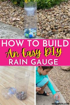 how to build an easy diy rain gauge with rocks and water in the container