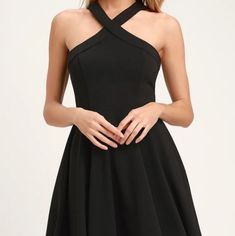 V Neck Black Halter Neck Midi Dress For Formal Occasions, Formal Black Halter Neck Mini Dress, Black Halter Neck Mini Dress For Formal Occasions, Black Halter Neck Mini Dress For Formal Events, Black Halter Neck Midi Dress For Cocktail, Black Graduation Dress, Homecoming Dresses Short Black, Dress Short Black, Scarlett Leithold