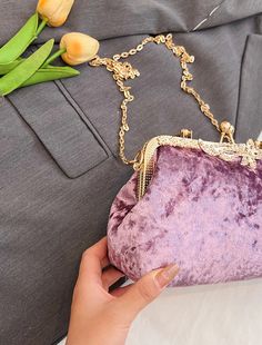 Women's Evening Bag Dome Bag Velvet for Evening Bridal Wedding Party Valentine's Day with Chain Large Capacity Lightweight Geometric Wedding Clutch Bag With Chain Strap, Gold Shoulder Bag With Chain Strap For Wedding, Formal Purple Shoulder Bag With Chain Strap, Purple Chain Strap Shoulder Bag For Formal Occasions, Gold Chain Strap Shoulder Bag For Wedding, Elegant Purple Shoulder Bag, Purple Evening Bag For Wedding, Gold Wedding Shoulder Bag With Chain Strap, Purple Wedding Evening Bag