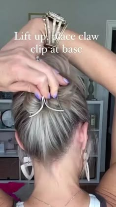 Hair Updos For Thinning Hair, Cute Updos For Thinning Hair, How To Do A Hair Clip Updo, Ways To Put Up Hair, Hair Accessories For Thinning Hair, Updo Tutorial For Short Hair, Hair Clips Style For Short Hair, Clipping Up Short Hair, Medium Length Hairstyle For Fine Hair