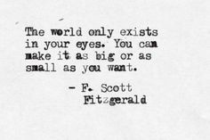 the world only exits in your eyes you can make it as big or as small as you want f scott fitzgerald