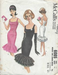 ✦ Circa:    1961 ✦ Details:  Two style variation WIGGLE DRESS ✦ Size/Measurements(Inches):     ~ Size:  14     ~ Bust: 34″     ~ Waist:  26″    ~ Hip:  36″ ~ Please Note: ~ You are buying a 'Professional Reproduced' copy of this sewing pattern. Copied from the original sewing pattern. Produced in Full Scale Pattern Pieces ready to cut with full instructions included. Reproduced on high quality 50 gm paper with black ink, durable and easier for reuse. Printed by a Professional Printing Company.   ~ With this product comes an accompanying 'Booklet' and inside the Booklet it includes: ~ A 2-page Instructions and Illustrations on 'How to Adjust Your pattern to your Personal Measurement.' ~ Personal Measurement Chart ~ Body Form Illustrations ~ Fitting Checklist ~ Metric Equivalency Chart ~ Not Cocktail Dress Patterns, Mccalls Patterns Dress, 1960s Wedding, Style Année 60, Patron Vintage, Bardot Style, Vintage Dress Patterns, Moda Retro, Mccalls Sewing Patterns