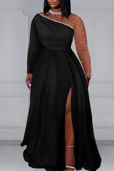 Plus Size Black Satin Dress, Wedding Guest Dress Plus Size Summer, Plus Size Dress For Wedding Guest, Black Long Formal Dress, Wedding Anniversary Outfits For Women, Plus Size Wedding Dresses Guest, Black Tie Wedding Guest Dress Plus Size, 50th Birthday Dress Ideas For Women, Plus Size Black Dress Outfit