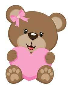 a brown teddy bear holding a pink heart