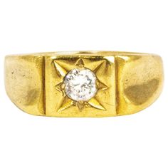 Vintage Diamond and 9 Carat Chunky Ring | From a unique collection of vintage More Rings at https://www.1stdibs.com/jewelry/rings/more-rings/. Chunky Gold Rings, Star Setting, Chunky Ring, Gold Signet Ring, Chunky Rings, Antique Diamond, The Stone, Vintage Diamond, Signet Ring