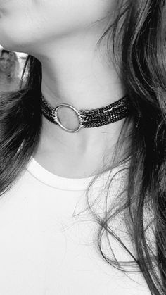 "♦ A silver chain choker, made of silver-plated brass in a Very high quality, The chain is made up of rows of silver and black chains with an O-Ring pendant decorating its center. SIZE Length: 11.8\" (30cm) up to 15.8\"(40cm) hoop size: 1.37\"(3.5cm) Pendant width: 1.37\"(3.5cm) ♦ This piece of jewelry is perfect as a gift for yourself, for a wedding day, Valentine's day or a birthday. If you're interested in sending a gift to a third party, just write your message to the recipient and I will do Handmade Punk Style Jewelry Choker, Handmade Punk-style Choker Jewelry, Handmade Punk Style Choker, Punk Style Handmade Choker Jewelry, Metal Choker With Adjustable Chain, Adjustable Metal Chain Choker, Party Jewelry Choker With Silver Chain, Party Silver Chain Choker Jewelry, Party Silver Chain Choker