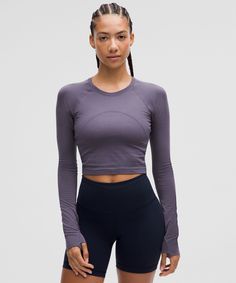 Swiftly Tech Cropped Long-Sleeve Shirt 2.0 | Women's Long Sleeve Shirts | lululemon Lululemon Long Sleeve Swiftly Tech, Lululemon Long Sleeve Breathable Top, Lululemon Athleisure Top With Light Support, Lululemon Fitted Top With Light Support, Lululemon Breathable Tops For Light Sports, Fitted Lululemon Tops With Light Support, Technical Breathable Lululemon Tops, Lululemon Breathable Technical Tops, Lululemon Functional Tops With Light Support