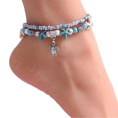 Boho Sea Turtle Charm Beaded Anklet Turquoise, White, & Silver Charm Beaded Anklet Vintage Beaded Bracelet, Jasper Bead Bracelet, Green Charms, Beaded Anklet, Citrine Bracelet, Turtle Charm, Beaded Wrap Bracelets, Cuff Bangle Bracelet, Beaded Anklets