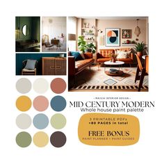 the mid century modern whole house paint palette