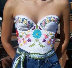 Flower Corset Top, Flower Corset, Strapless Corset Top, Latina Fashion Outfits, Corset Shirt, Latina Fashion, Strapless Corset