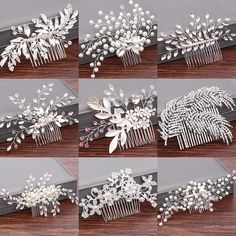 six different types of wedding hair combs