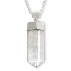 KALIFANO Gemstone Crystal Amulet Pendant with Chain  Up your style game when you accessorize with a chic, gemstone amulet pendant. Your choice of smoky quartz, amethyst, rose or clear quartz crystal paired with a silvertone chain makes for a fun, fashionable addition to any ensemble!       Pendant approx. 2-1/2"L x 13/16"W to 3"L x 7/8"W       Chain approx. 28-1/4"L x 1/16"W w/1-3/4" extender     Silvertone finish     Crystal-shaped gemstone pendant with silvertone cap and bail     Cable chain n Crystal Amulet, Color Bands, Pendant With Chain, Clear Quartz Crystal, No Color, Smoky Quartz, Clear Quartz, Cable Chain, Men Necklace