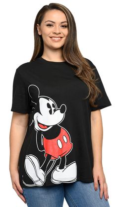 PRICES MAY VARY. Disney Mickey Mouse side print - officially licensed Mickey print comes in from the side (it does not display all of Mickey) no print on the back Soft, thin, lightweight fabric Underarm to underarm (laid flat): 1X=25", 2X=27", 3X=29", 4X=31" & 5X=33" Length from top point of shirt to bottom hem: 1X=29", 2X=30", 3X=31", 4X=32" & 5X=33" Disney Mickey Mouse plus size t-shirt - officially licensed. The Mickey Mouse print comes in from the side (it does not display all of Mickey). Th T Shirt Mickey Mouse, Mickey Mouse Print, Disneyland Outfits, Mickey Shirt, Amazon Clothes, Mouse Print, Plus Size Brands, Disney Couples, Oversize Women