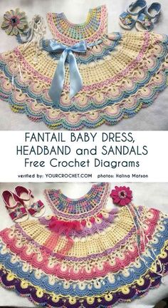 crochet baby dress, headband and sandals free pattern