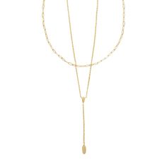 Elevate your style with the Kendra Scott Jaimee Multi-Strand Necklace, a masterful blend of elegance and trendsetting design. This necklace combines a classic chain with a Y-shaped strand, offering an effortless entry into the chic world of layered necklaces.

- Material: 14K Gold Over Brass
- Color: Gold
- Gender: Female
- Age Group: Adult

Designed by Kendra Scott, a renowned designer and philanthropist, this piece reflects a commitment to craftsmanship and community. Each purchase not only en Classic Double Chain Layered Necklace, Dainty Multi-strand Layered Necklace With Figaro Chain, Classic Double Strand Layered Necklace, Multi-strand Figaro Chain Necklaces For Layering, Double Strand Layered Necklace With Figaro Chain, Chic Lariat Chain Necklace For Layering, Minimalist Double Chain Lariat Necklace, Classic Double Strand Necklaces For Layering, Classic Necklaces With Adjustable Chain For Layering