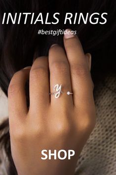 Sterling Silver Monogram Initial Ring Minimalist Style, Trendy Personalized Wedding Jewelry, Minimalist Monogram Initial Ring, Trendy Personalized Open Ring, Trendy Initial Open Ring For Promise, Trendy Open Initial Ring For Promise, Trendy Personalized Rings For Promise, Trendy Personalized Promise Ring, Trendy Personalized Ring Jewelry