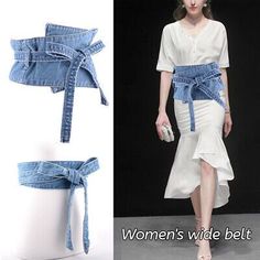 Top Rated Womens Denim Peplum Waist Cinch Belt Wide Corset Bow Belts Self-tie Gothic Blue, Women's Accessories Denim Corset Belt, Moda Denim, Costura Fashion, Denim Corset, Trendy Denim, Altered Couture, Denim Belt, Mode Jeans, Fashion Design Dress