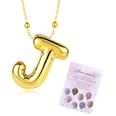 PRICES MAY VARY. Bubble Letter Necklace: Unleash your inner fashionista with the Bubble Necklace. This shiny bubble letter necklace adds a subtle, playful touch to your look, giving you the perfect accent for any outfit. Bubble Alphabet Pendant -- You can choose letters related to your name, family and friends. This is a meaningful gift for your loved one. Material: Dainty Gold Balloon Initial Necklace made of thick 14K Gold Over ( gold plating is five times thicker than other products ) , the n Bubble Alphabet, Bubble Letter Necklace, J Necklace, Bubble Necklace, Alphabet Pendant, Women Choker Necklace, Gold For Women, Gold Bubbles