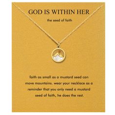 PRICES MAY VARY. FAITH MOUNTAIN: Give loved ones a daily reminder to live life with purpose. Faith as small as a mustard seed canmove mountains. Let the necklace as a reminder that you only need a mustardseed of faith, he does the rest. QUALITY CRAFTSMANSHIP: This mustard seed mountain necklace is crafted from hand , select quality stainless steel that hypoallergenicity, designed to last through years of wear and tear VARIOUS LOOKS: Whether worn alone or stacked with other chains, the mustard Se Christian Necklace For Women, Italian Horn Necklace, Faith Based Gifts, Missionary Gifts, Necklace Friendship, Evil Eye Necklace Gold, Friendship Necklace, Mountain Necklace, Christian Gifts For Women