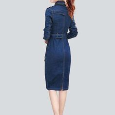 Step back in time and embrace the '90s trend with our Spring-Summer 2023 Collection of Knee-Length Jeans Dress! This medium wash denim dress. with its edgy distressed pattern. buttoned closure and sleek slim fit. is the perfect combination of contemporary fashion and nostalgic grunge.Why You'll Love It: Iconic '90s Look: Our Knee-Length Jeans Dress embodies the spirit of rebellion intertwined with refined sophistication. Distinctive Distressed Pattern: Expertly crafted wear and tear. capturing a Non-stretch Buttoned Denim Dress For Fall, Fitted Knee-length Jeans For Summer, Non-stretch Blue Denim Dress For Fall, Slim Fit Casual Cotton Denim Dress, Trendy Knee-length Denim Jeans, Spring Slim Fit Cotton Denim Dress, Fitted Denim Blue Midi Denim Dress, Fitted Midi Denim Dress In Denim Blue, Fitted Denim Blue Midi Length Dress