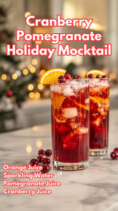 Cranberry Pomegranate Holiday Mocktail Cocktail Cards, Cranberry Pomegranate, Thanksgiving Punch, Holiday Party Drinks, Thanksgiving Entertaining, Alcohol Free Drinks