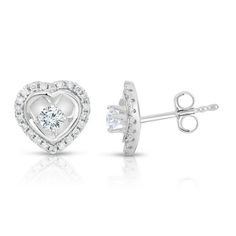 Celebrate love with these enchanting diamond heart earrings, an exquisite choice for any woman. Crafted in elegant 14K white gold, each earring features a heart shaped frame meticulously adorned with round diamonds, with additional diamonds forming the captivating center. Radiant with a 1/2 ct. t.w., these romantic earrings are designed to shine with sophistication and charm. They secure comfortably with friction backs, making them a perfect accessory for any occasion. Size: one size.  Gender: unisex.  Age Group: adult. Double Heart Diamond Earrings For Anniversary, Elegant White Diamond Heart Earrings, Anniversary Double Heart Diamond Earrings, White Diamond Earrings In Sterling Silver For Valentine's Day, Elegant Diamond-cut White Gold Heart Earrings, Classic Heart Earrings With Diamond Accents For Anniversary, Elegant White Gold Heart Earrings With Diamond Cut, Elegant White Heart Earrings With Brilliant Cut, Valentine's Day White Diamond Earrings In Sterling Silver