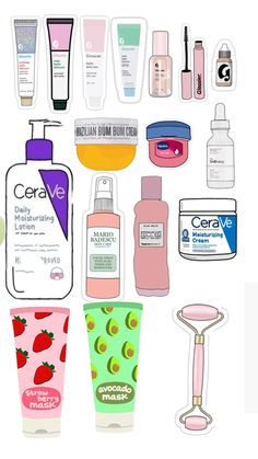 an assortment of various skin care products displayed on a white background with the words cerave written above them