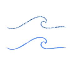 a drawing of a blue wave on a white background